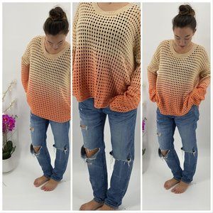 Crochet Sweater Ombre Tan to Coral LightWeight